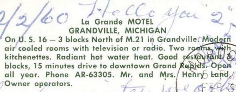 LaGrand Motel (MoLa Grande Motel, Grandmark Lodging, Red Carpet Inn, By-Pass Motel) - Vintage Postcard